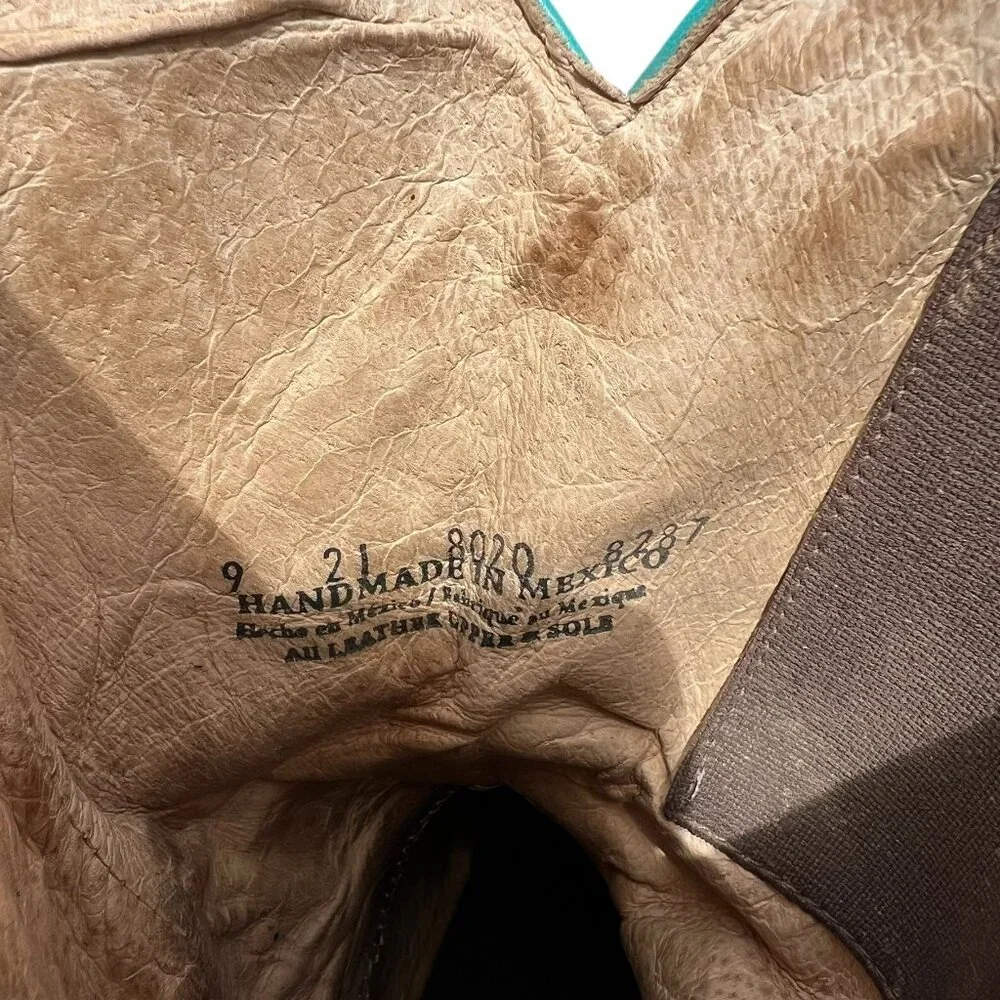 Roper Western Boots Women's Size 7.5 US Arrow Feather Embriodered Tan Leather Th - Picture 9 of 12